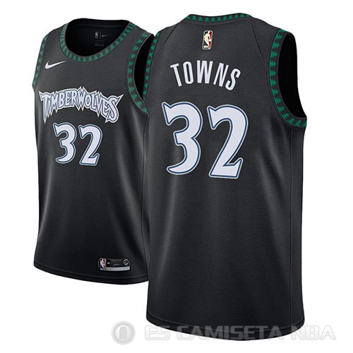 Camiseta Karl-Anthony Towns #32 Minnesota Timberwolves Classic 2018 Negro - Haga un click en la imagen para cerrar